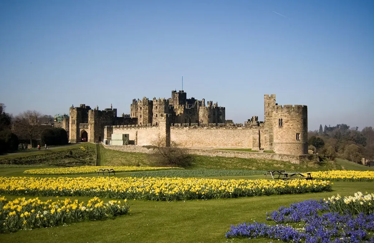 Alnwick Castle with flowers