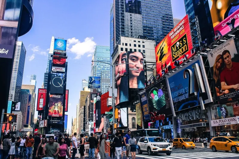 Times Square with yellow cabs