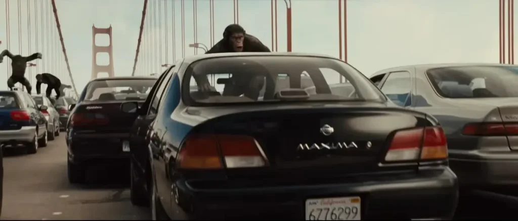 Apes attack bridge